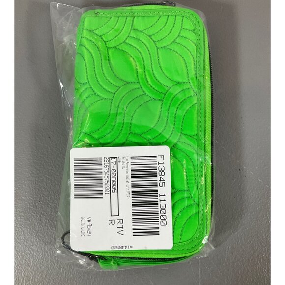 Lug Splits XL RFID Protected Accordion Wallet - Quilted Lime Green with Zip Clos - Picture 3 of 7